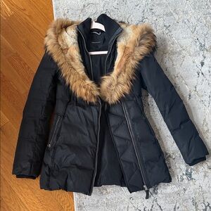Mackage Black Jacket with Brown Fur Trim
